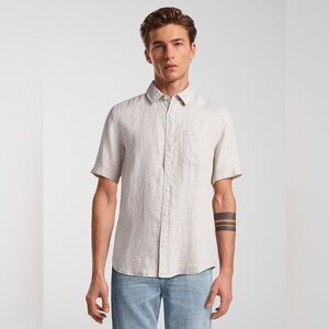 Simon’s Mens 100% Linen Grey Short Sleeve
Button Down Shirt size large